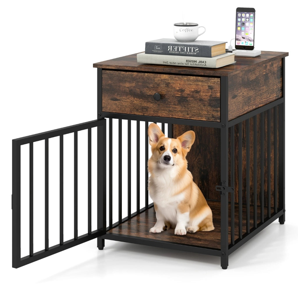 Armadietto di stoccaggio a 4 livelli con portella ribaltabile, Scaffale da cucina con porte trasparenti Marrone-Cassettiere