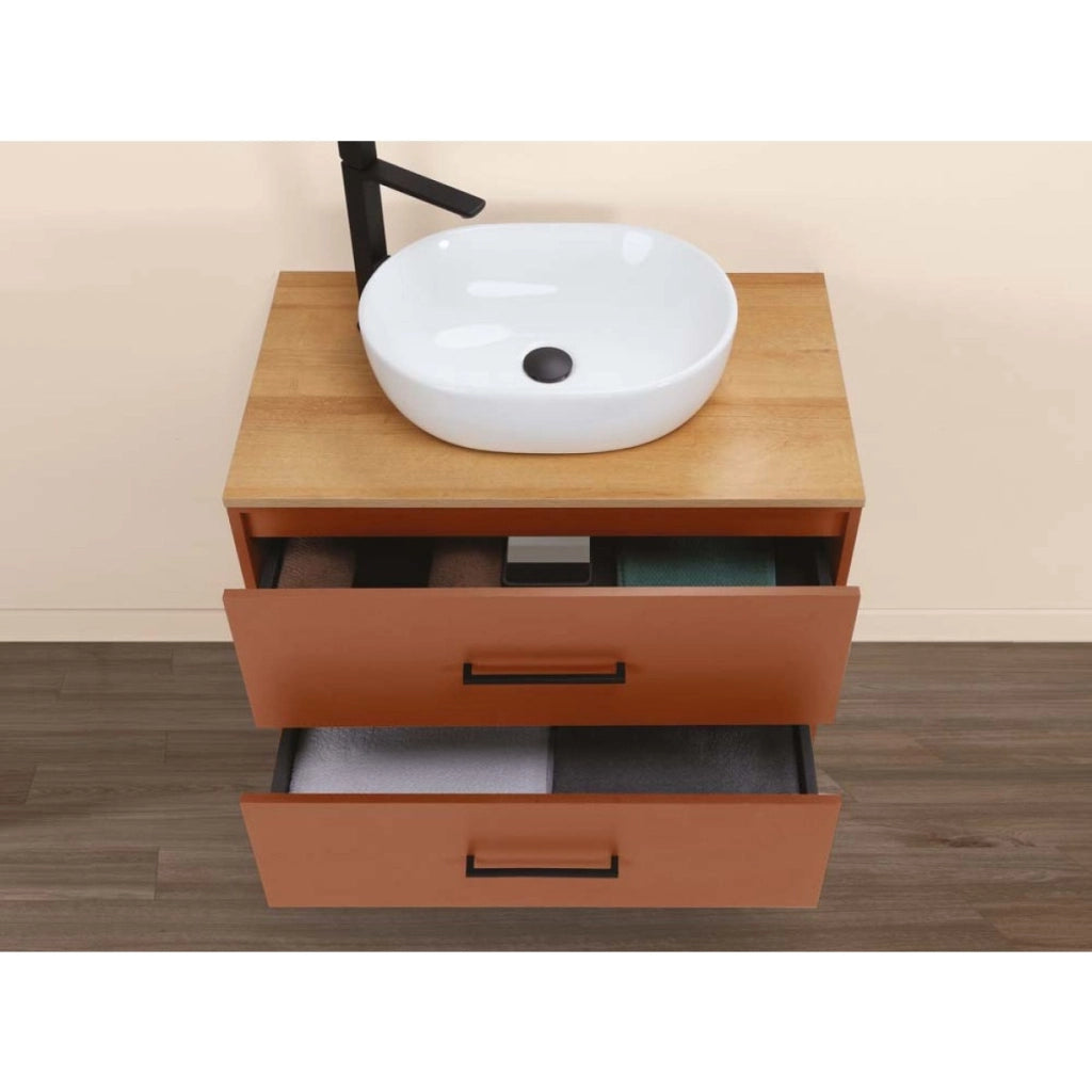 MOBILE BAGNO VENUS 80CM TERRACOTTA CON LAVABO E SPECCHIO