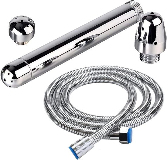 Set di doccia in alluminio - 3 bocchette - adatto per doccia colonica - argento - tubo da 59 pollici