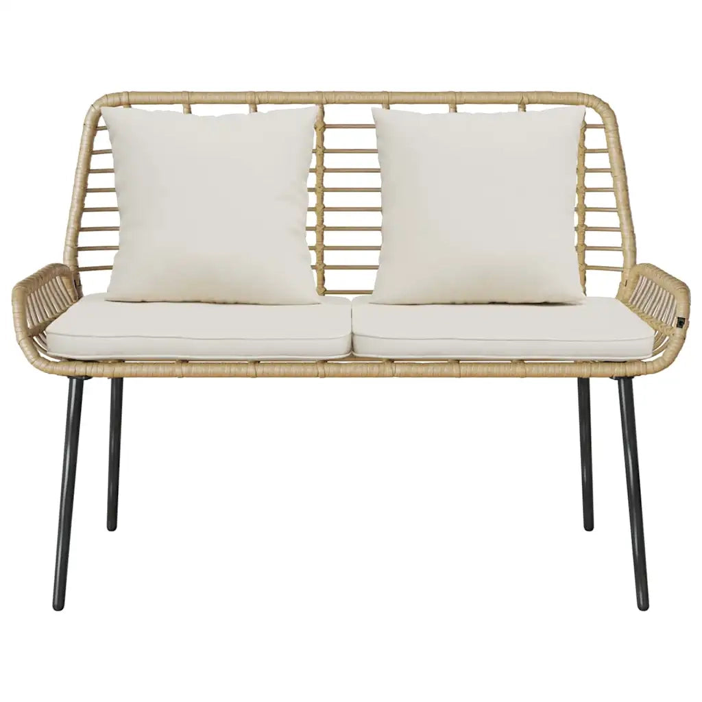 Panchina da giardino Marrone e Crema polyrattan 42010360