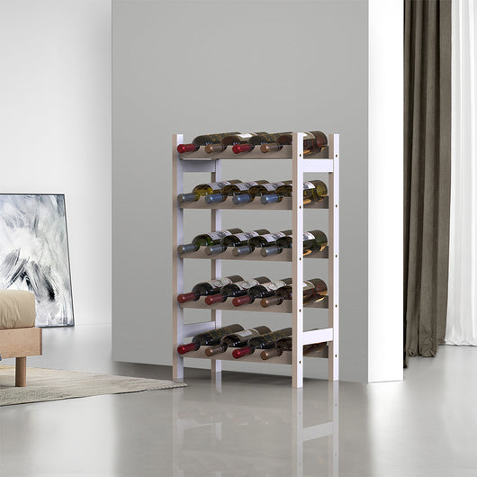 Cantinetta Portabottiglie di Vino  20 Posti in Legno Bambù Bianco