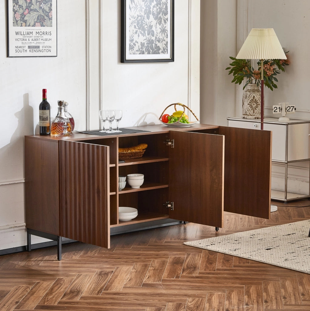 Madia moderna con design ondulato 150x40x80 cm; MDF e PB; colore naturale