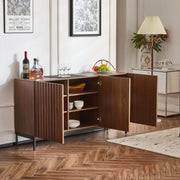 Madia moderna con design ondulato 150x40x80 cm; MDF e PB; colore naturale