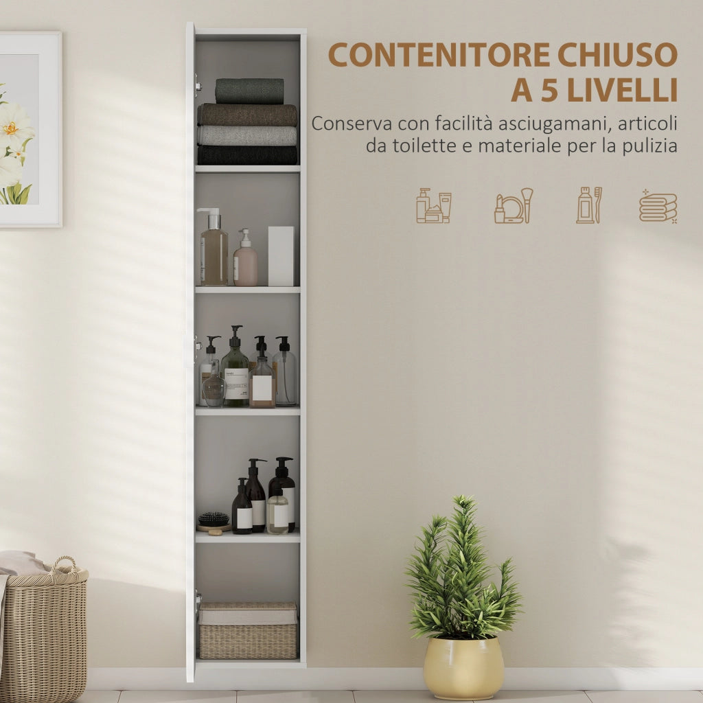 Mobile Bagno Sospeso Colonna con Ripiani Regolabili ¨C zephmum ¨C Bianco 30x31.5x160 cm
