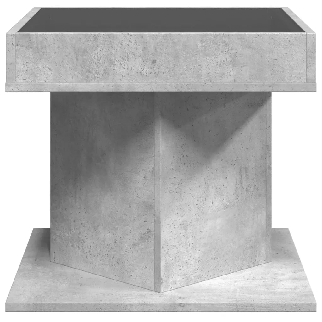 Tavolino salotto | Tavolino da caff¨¨ | Tavolino da Soggiorno con LED Grigio Cemento 50x50x45 cm Multistrato