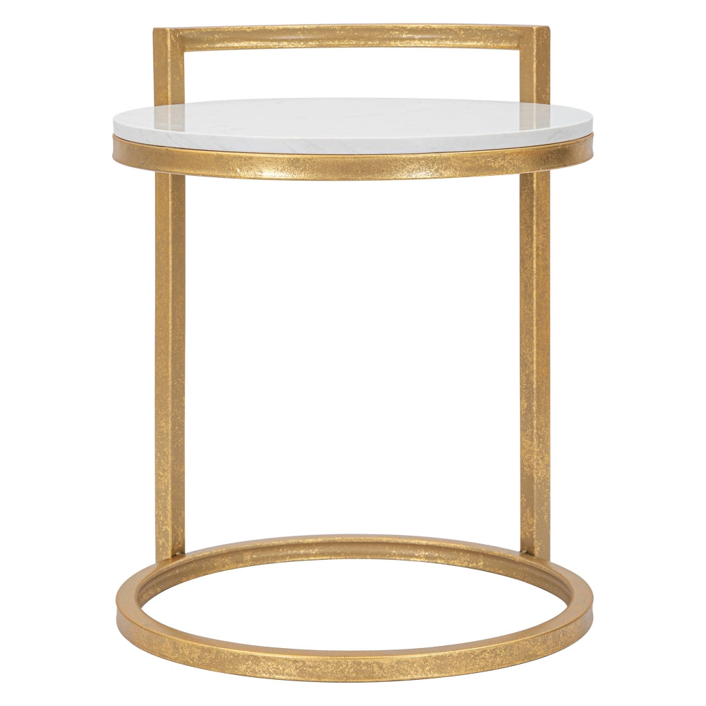 Koror, Tavolino da Salotto Forma Rotondo, 41x41x51h cm Bianco Marmo