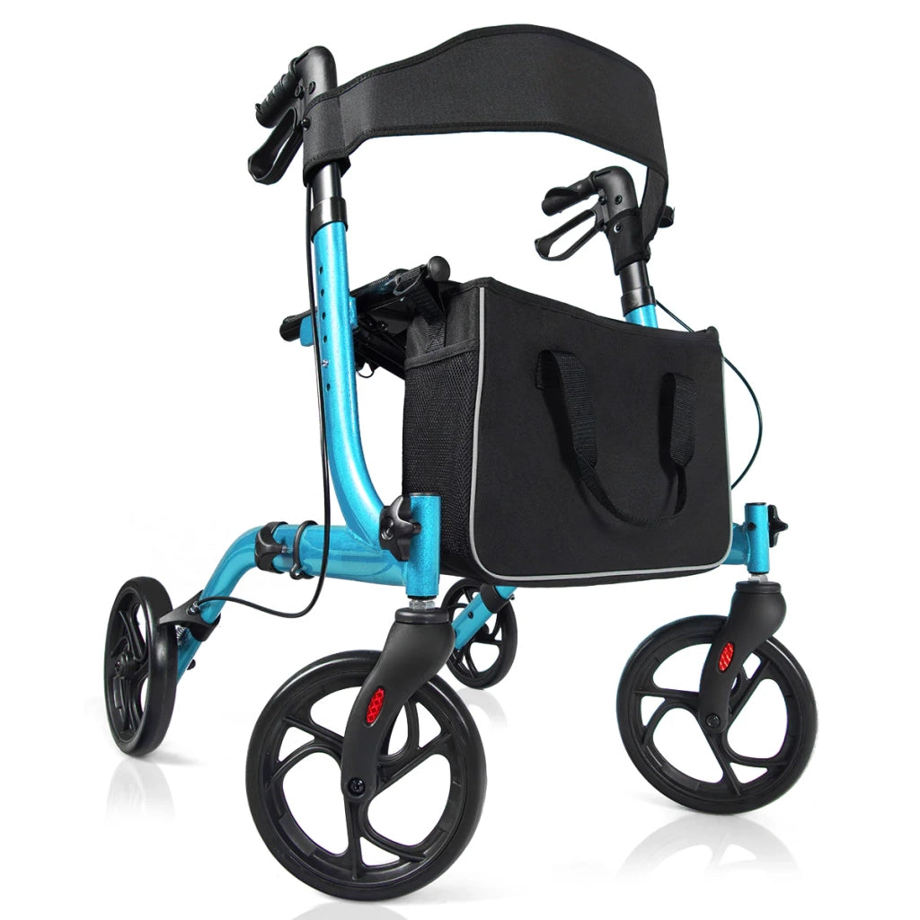 Deambulatore pieghevole 74 x 61 x 82-95 cm con doppio freno e manici regolabili stile ergonomico alluminio blu 20_0011681