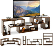 Mobile TV con Ripiani Aperti, Supporto per TV Moderno Fino a 65 Pollici, Ideale per Soggiorno,Camera, 2 Colori,134-180x30x43 cm (Marrone)