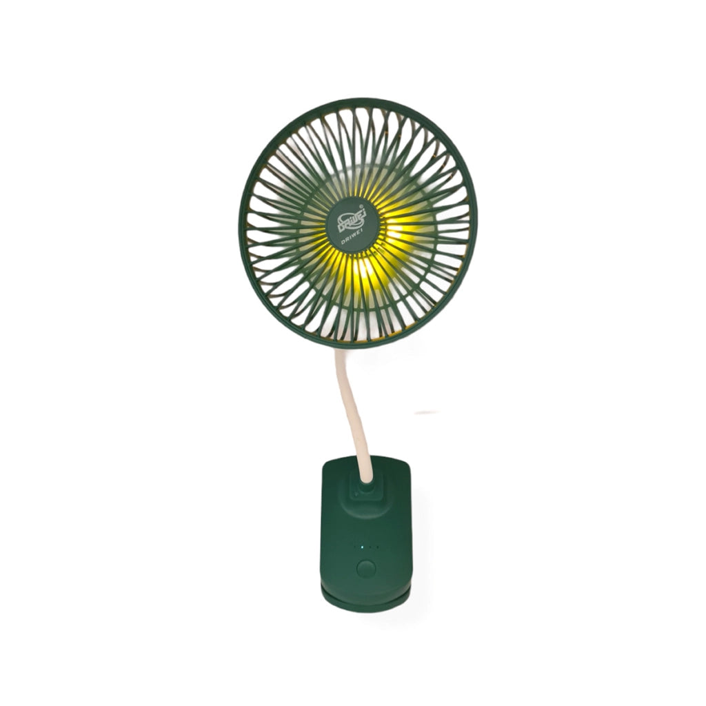 VENTILATORE RICARICABILE MORSETTO CLIP PORTATILE LUCE LED VIAGGIO TAVOLO PINZA