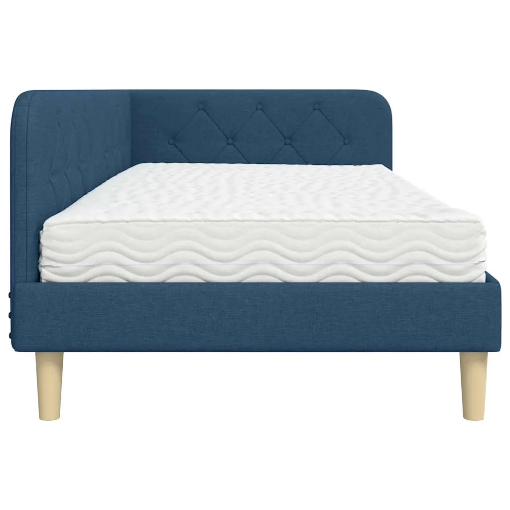 Cornice del letto ad angolo Blu 90 x 190 cm Tessuto