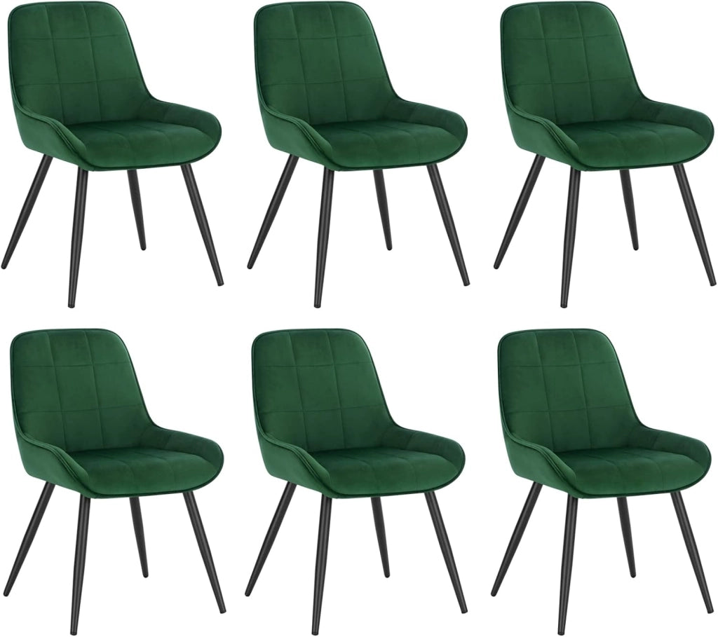 Set di 2 Sedie da Pranzo con Schienale Curvo, Sedie Ergonomiche in Velluto e Metallo, Poltroncina imbottita per Salotto, Ufficio, Camera da Letto, Verde scuro BH331dgn-2