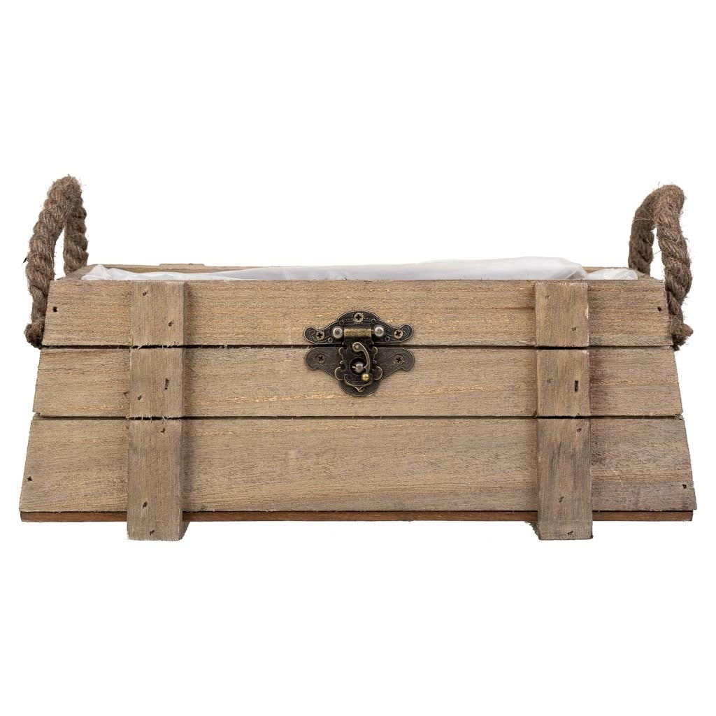 Cesto in legno con manici marroni 27x11x11h
