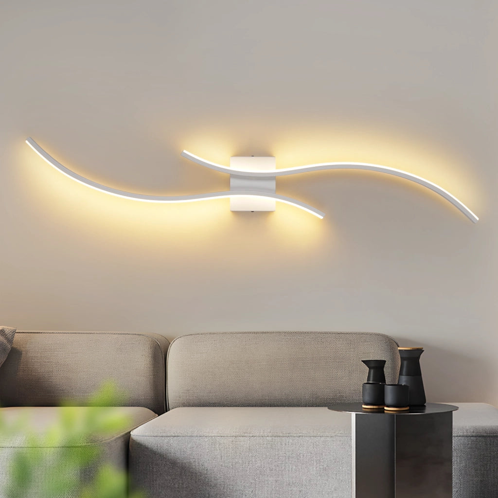 ZMH Applique LED Wave 14W 100cm bianco caldo 3000K design moderno bianco per corridoio