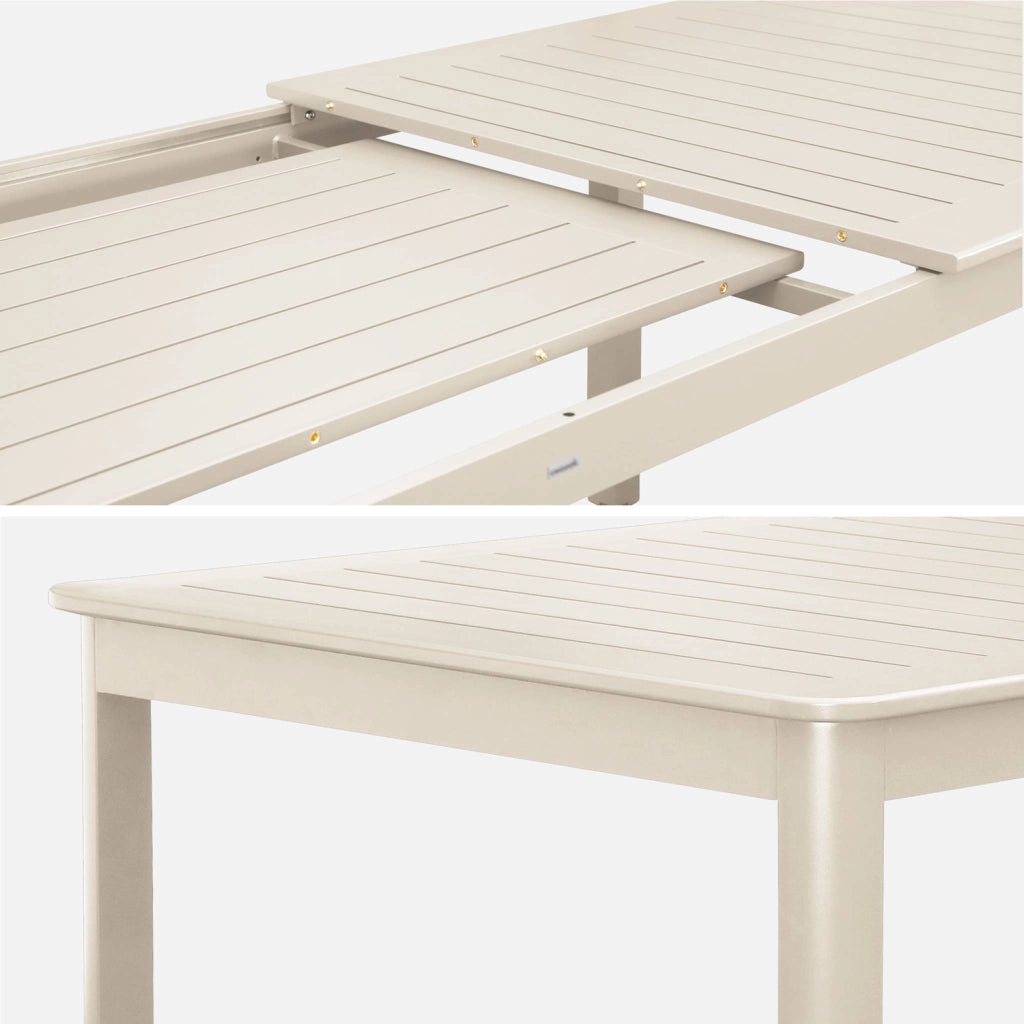 Tavolo da giardino allungabile in alluminio, 10 posti, beige