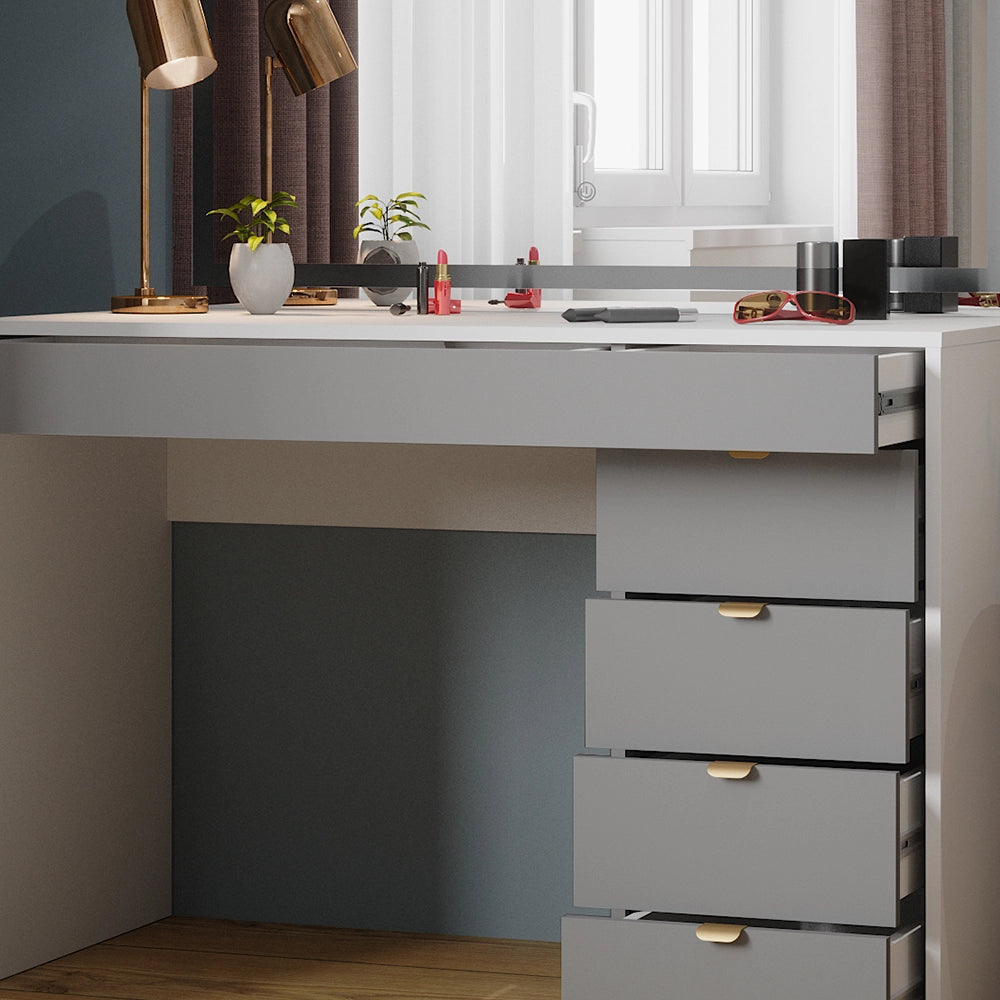 Vicco Tavolo da toeletta Bianco/grigio/grigio 115 cm con specchio a LED