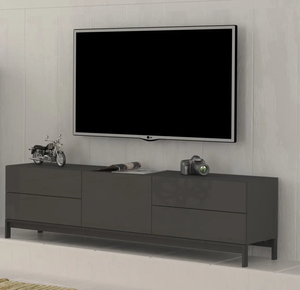 Mobile porta TV 170cm antracite lucido anta 4 cassetti Metis Living Up Report