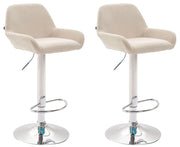 Set 2 Sgabelli Braga in tessuto crema,cromo