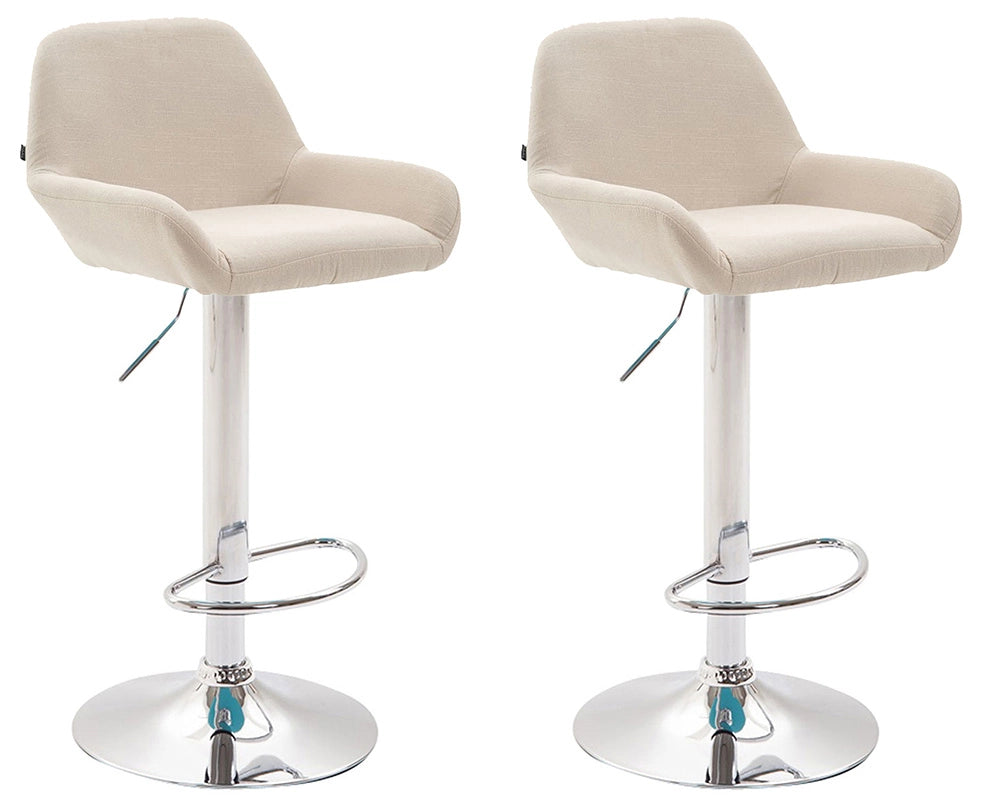 Set 2 Sgabelli Braga in tessuto crema,cromo