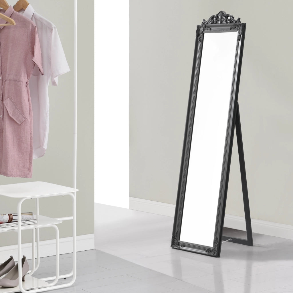 Specchio da Terra Arezzo a Figura Intera 160 x 40 cm Cornice in Eucalipto - Grigio scuro [en.casa]