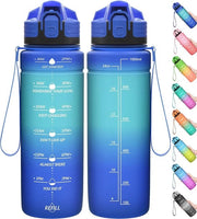 Bottiglia sportiva, 1 litro 500 ml, flacone di plastica BPA-free con marcatura temporale per bambini, bottiglia sportiva per ragazze, ragazzi, scuola, bicicletta, palestra, fitness