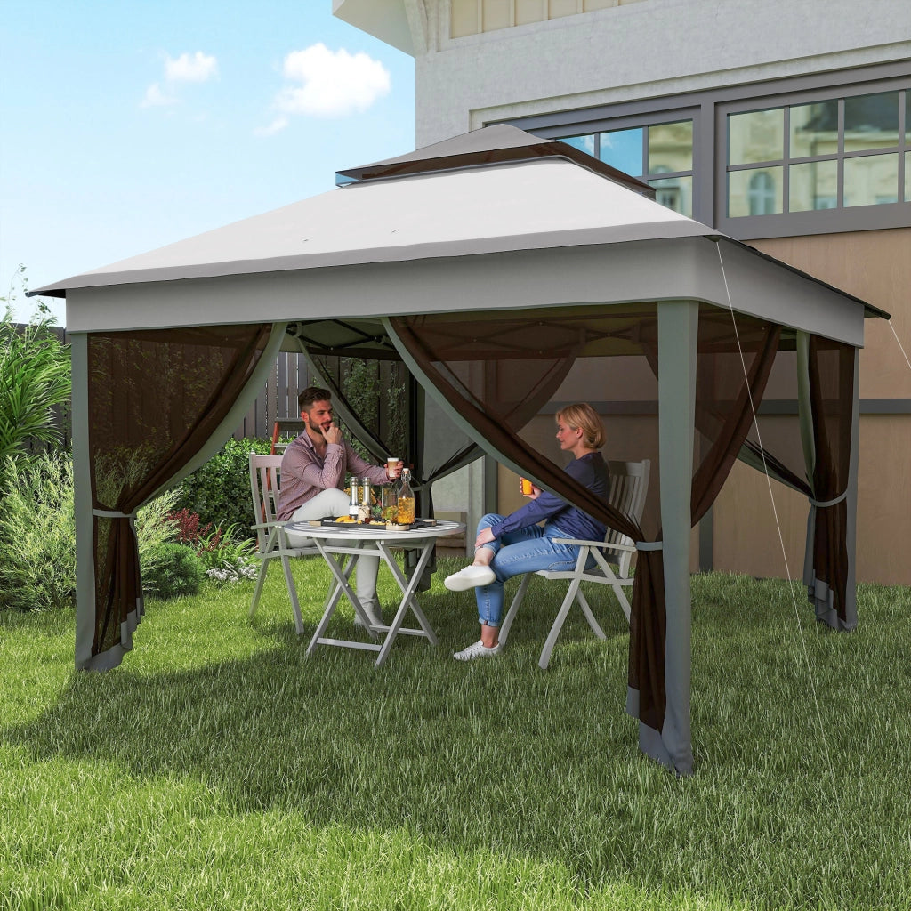 Tenda da Giardino Pieghevole ¨C Zephmum ¨C Grigio 3.26x3.26x2.72 m con Mosquitera