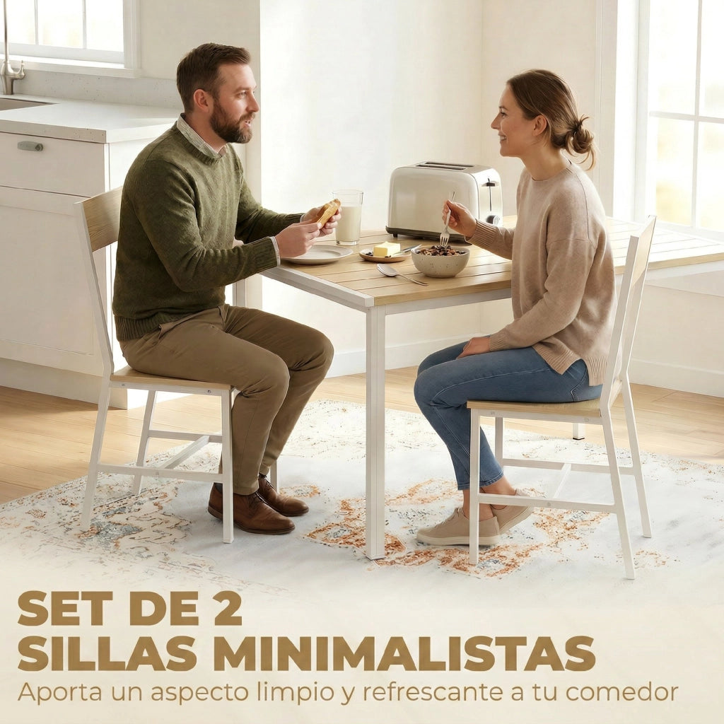 Set di 2 Sedie da Pranzo ¨C Zephmum ¨C Struttura in Metallo, Schienale Inclinato