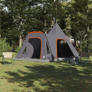 Tenda Teepee per 5 Persone con tetto-Tenda da campeggio Grigio e arancione 593958