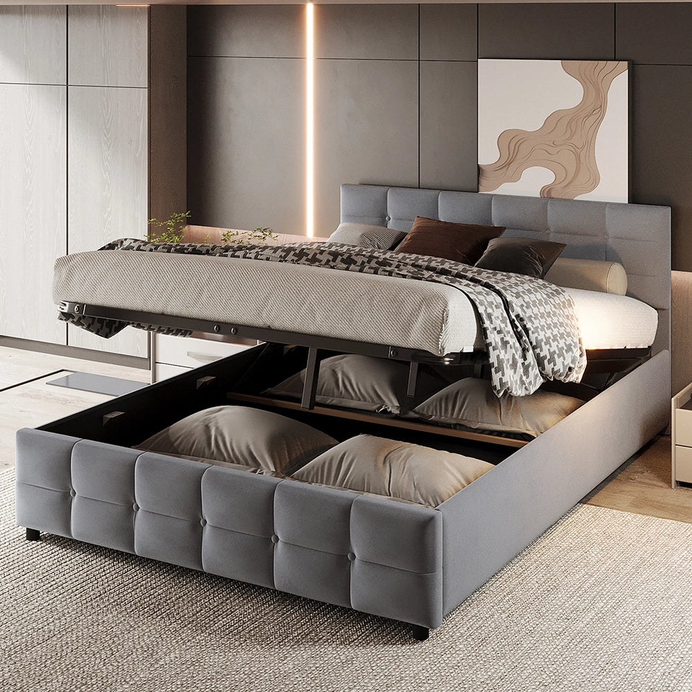 Letto 180x200 cm con contenitore idraulico - Xylo - Grigio