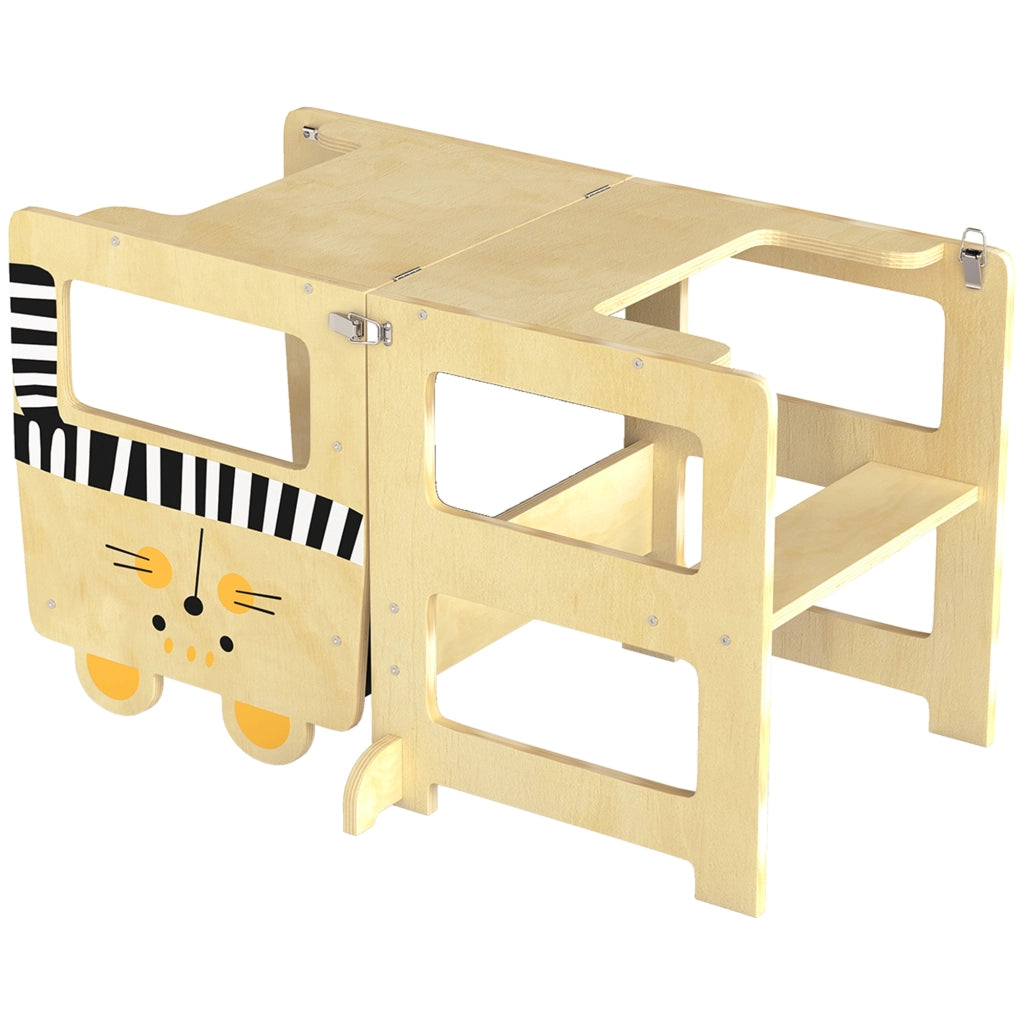 Scala di apprendimento 3 in 1 pieghevole ¨C zephmum ¨C bianco naturale 90x40x90