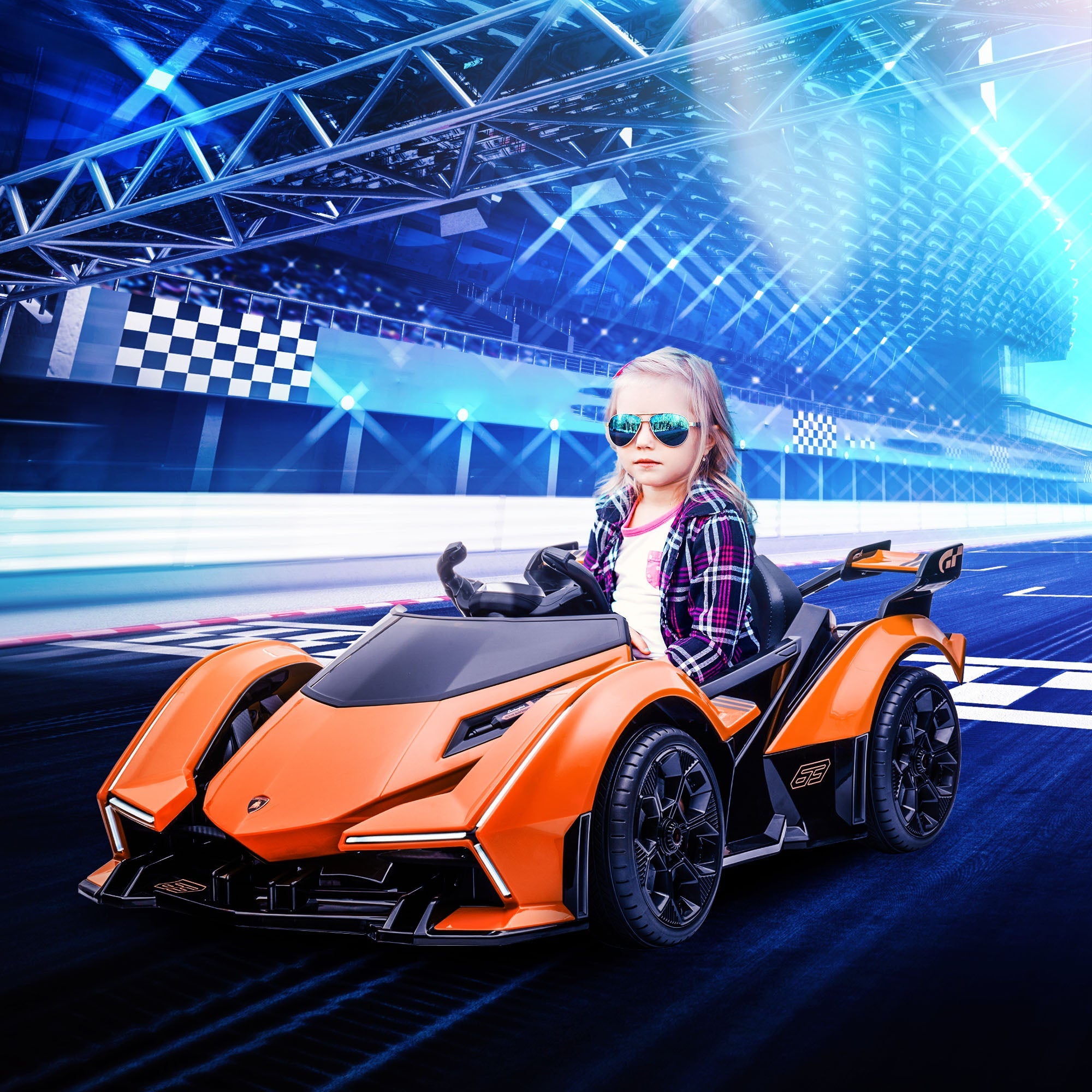 Macchina Elettrica per Bambini 12V con Licenza Lamborghini V12 Vision Gran Turismo Arancione