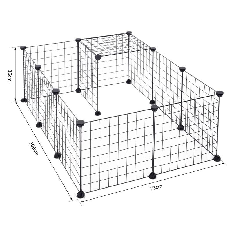 RECINTO MODULARE PER ANIMALI DOMESTICI NERO 12 MODULI 35X35CM