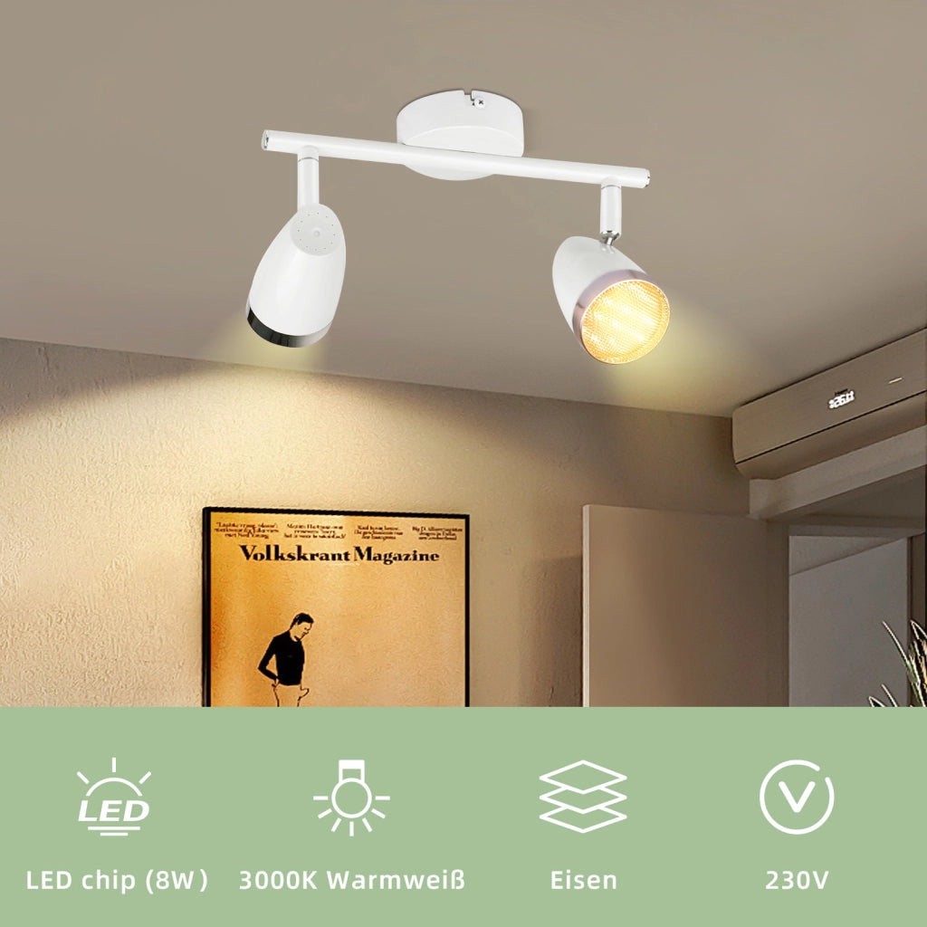 ZMH Faretto da soffitto a 2 luci 6W orientabile a 350° Lampada da soffitto Soggiorno