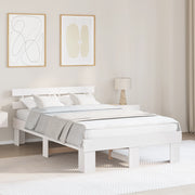 Struttura Letto con Testiera Bianca 140x190 cm in Legno Massello di Pino