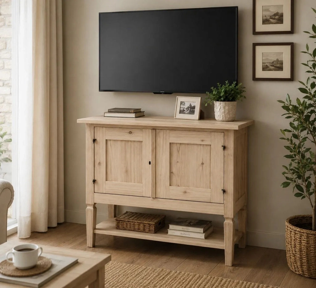 Porta tv 2 porte in legno arte povera grezzo l.75 p.45 h.85 (704) - Mobili 2G
