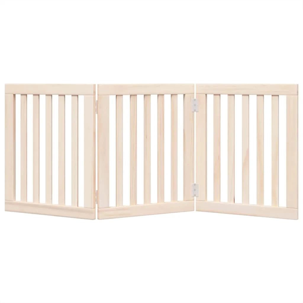 Cancelletto di sicurezza pieghevole per cani a 3 pannelli 150 cm legno di pioppo marrone 02_0023066