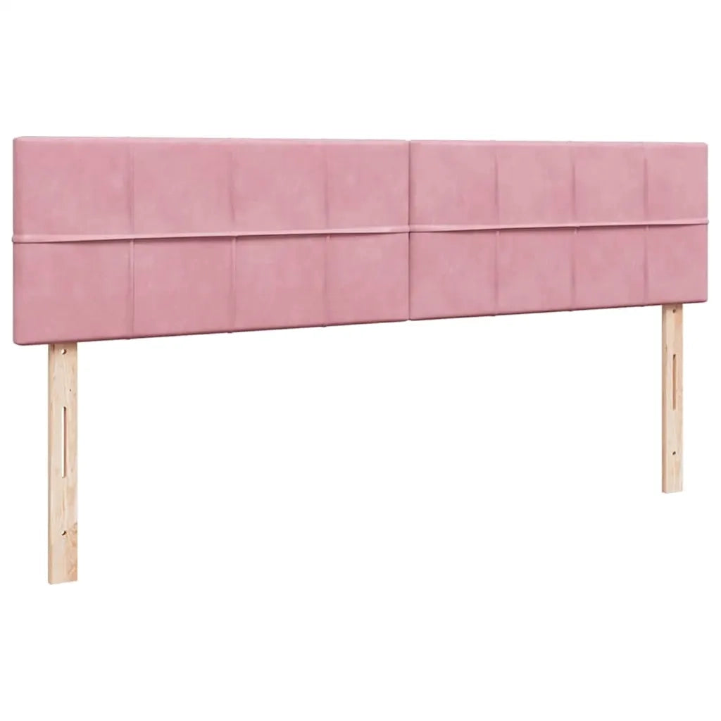Struttura Letto Pouf con Materassi Rosa 160x200 cm Velluto