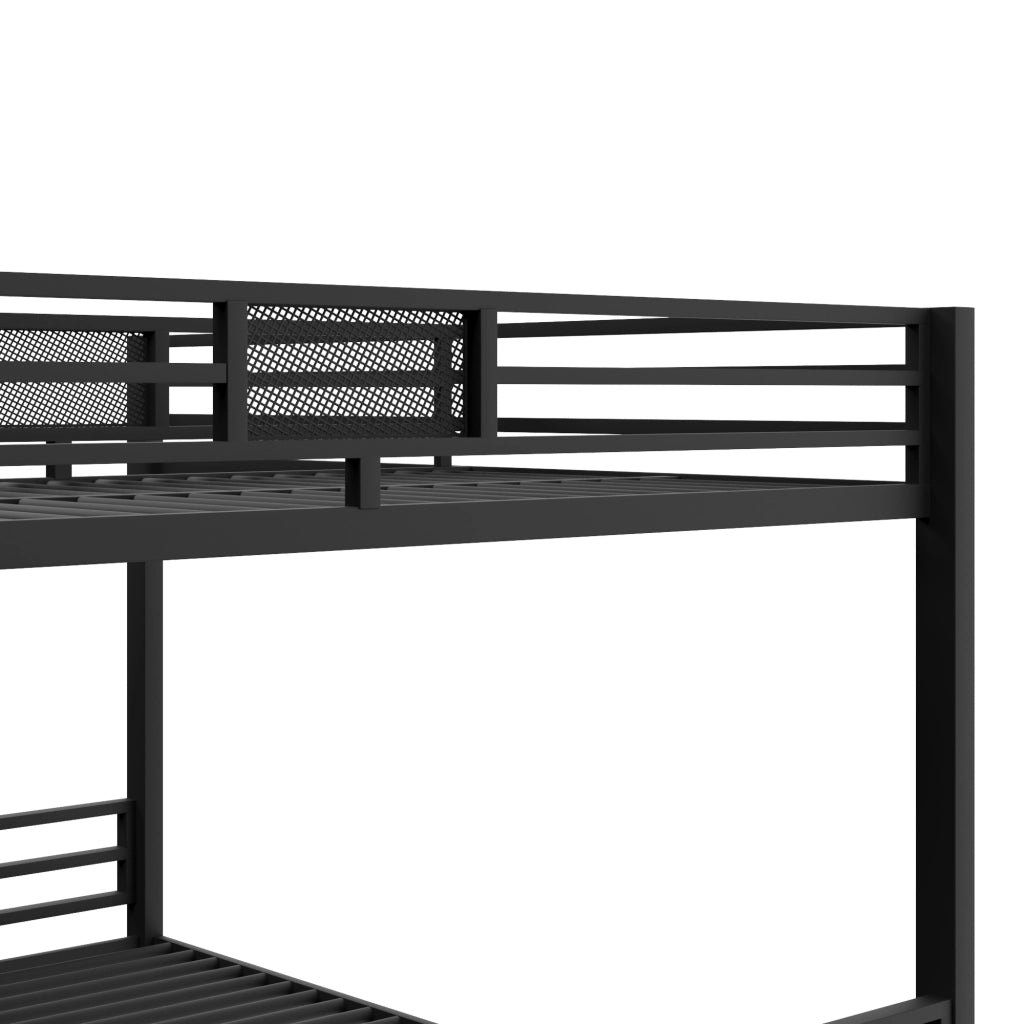Letto a Castello 90x200 e 140x200. con Sponde di Protezione in Metallo Nero