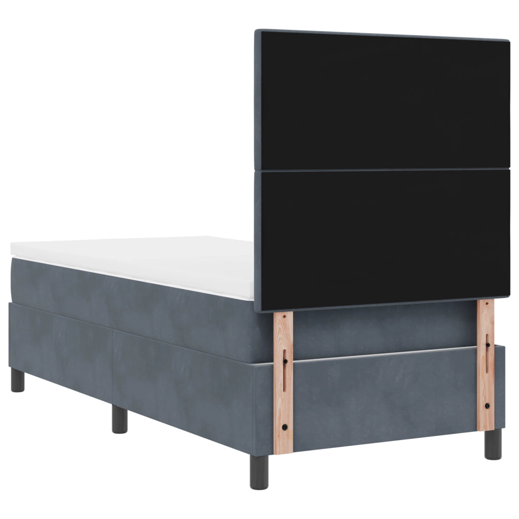Letto Box Spring  con Materasso e LED Grigio Scuro 80x200 cm Velluto