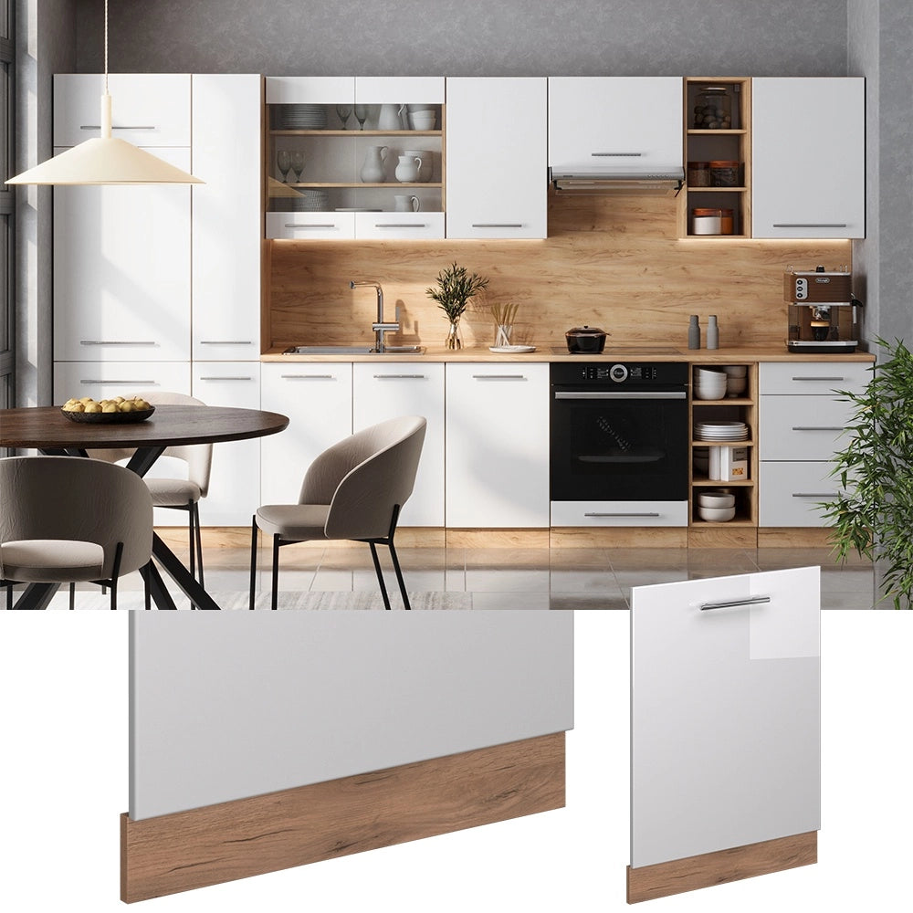 Pannello frontale della lavastoviglie Fame-Line Bianco lucido/Rovere dorato 60 cm, PL Rovere Vicco