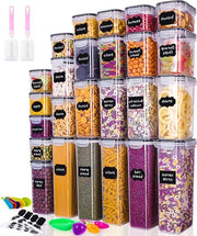 Set di contenitori a chiusura ermetica 25 pezzi - Cassa di stoccaggio organizzatore cucina - Contenitori in plastica per conservazione di spaghetti, farina, muesli, cornflakes