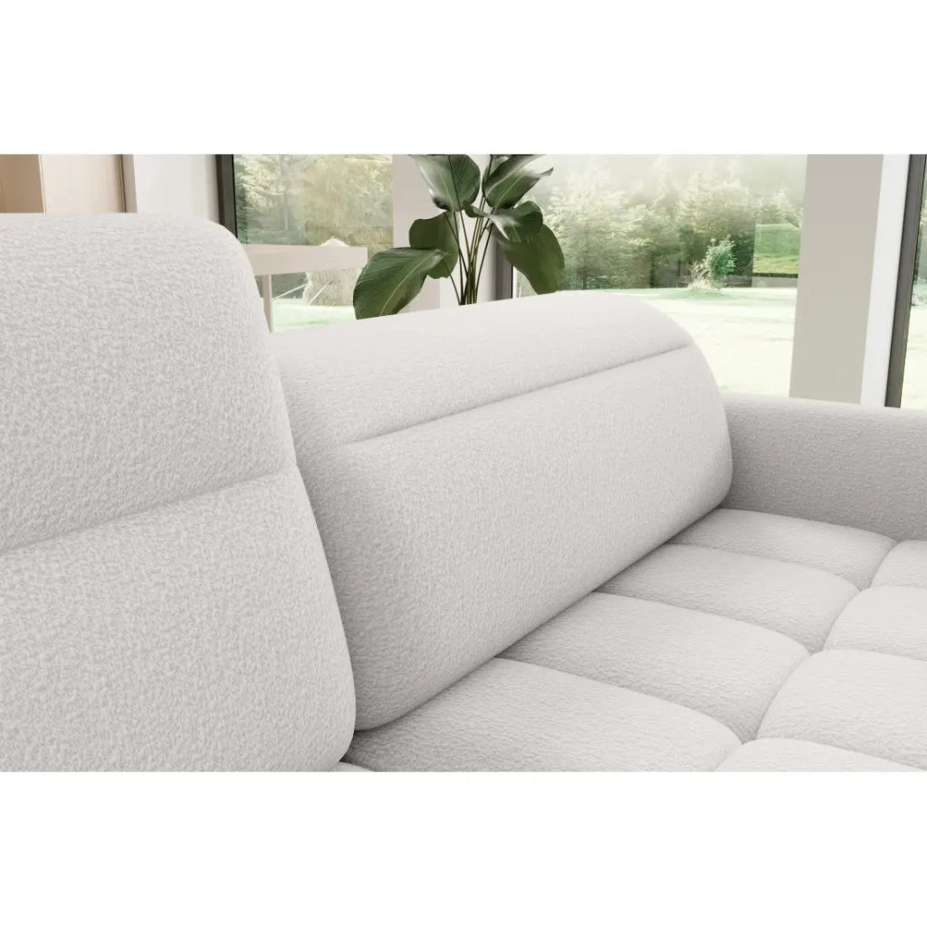 Divano angolare sinistro convertibile BARNEA 208 cm bianco con contenitore