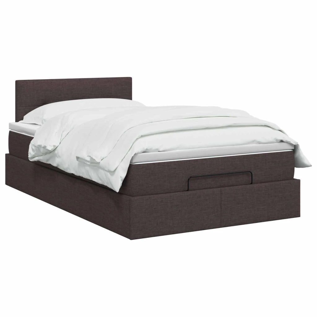 Letto Ottomano con Materasso e LED Marrone Scuro 120 x 190 cm 3458058