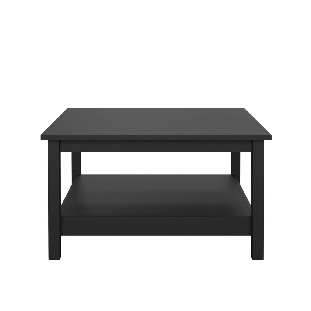 Tavolino da salotto Casato, Tavolo basso da caffè, Portariviste per divano, Ripiano da soggiorno, 81x81 h45 cm, Nero