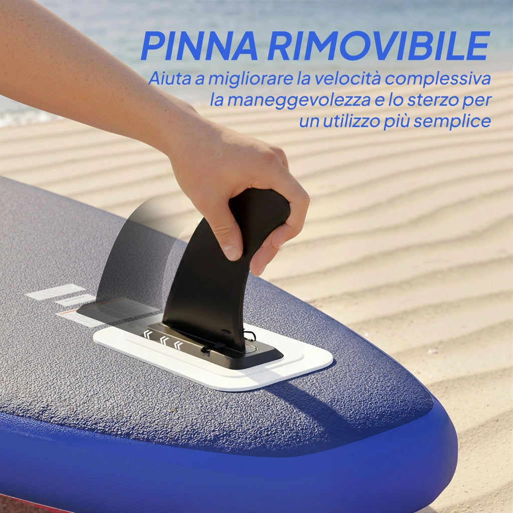 Tavola Sup Gonfiabile 305x89x15 cm con Sedile Pagaia e Accessori in Plastica ed EVA Blu Rosso Rosa