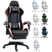 Sedia da Gaming Reclinabile ¨C zephmum ¨C Nero e Rosa, Struttura Metallo, 65x65x121-129 cm