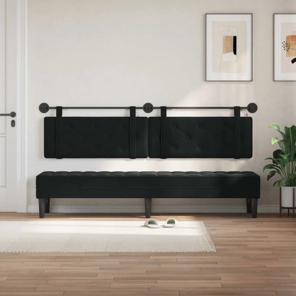 Testiera sospesa Con luce LED Nero Velluto