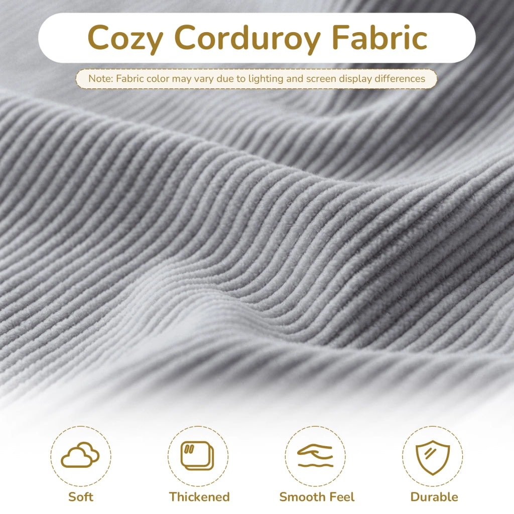 Poltrona pouf rotonda da pavimento - seduta morbida e leggera - in corduroy - grigio