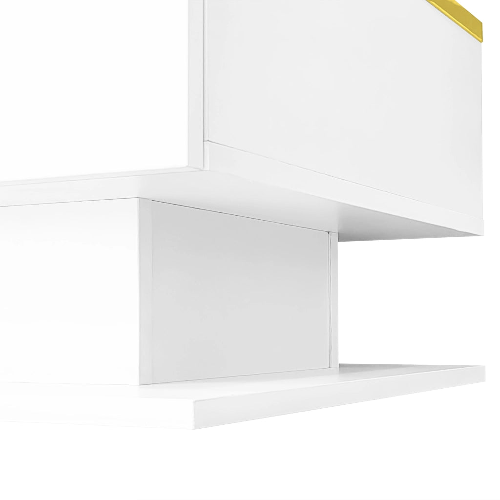 Tavolino da caffè 100x50x32.5 cm; con LED dimmerabile e piano in vetro; truciolato; bianco