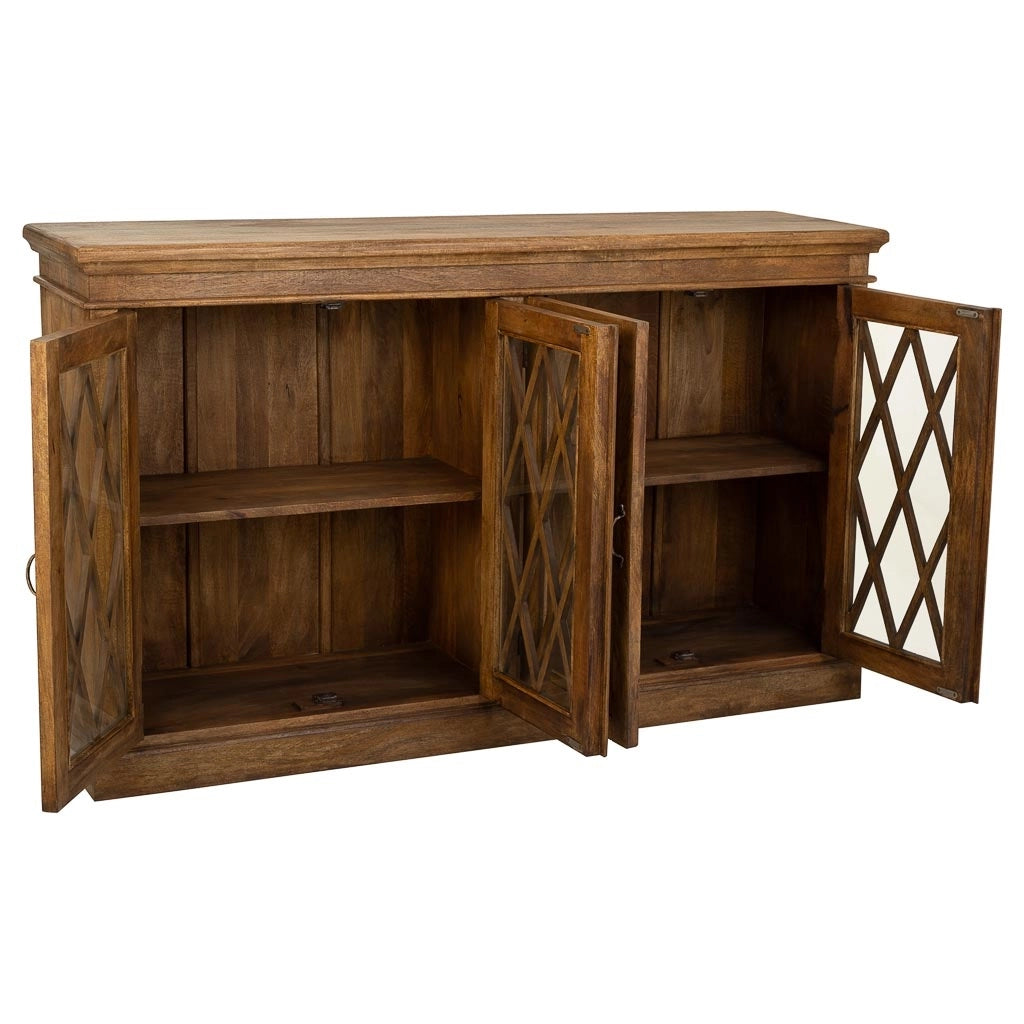 Credenza in legno e vetro marrone 170x40x100