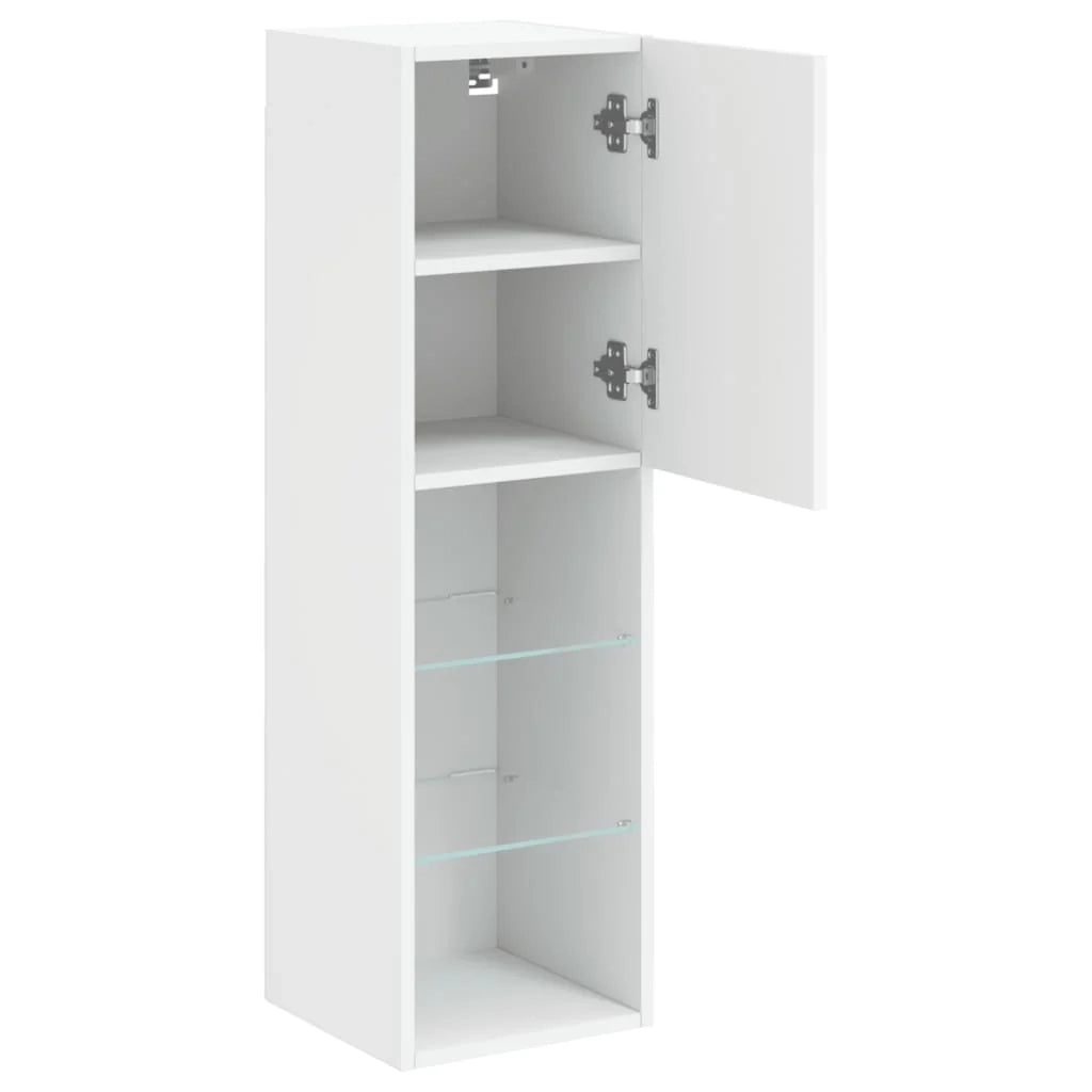 Mobile porta TV multimediale mensola porta TV credenza mobile porta TV per sala da pranzo soggiorno camera da letto con luci LED 2 pezzi 30,5 x 30 x 102 cm bianco 02_0028831